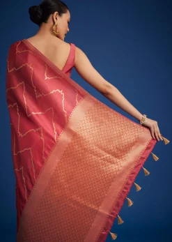 Punch Pink Silk Saree With Zari Accents On Pallu And Border
