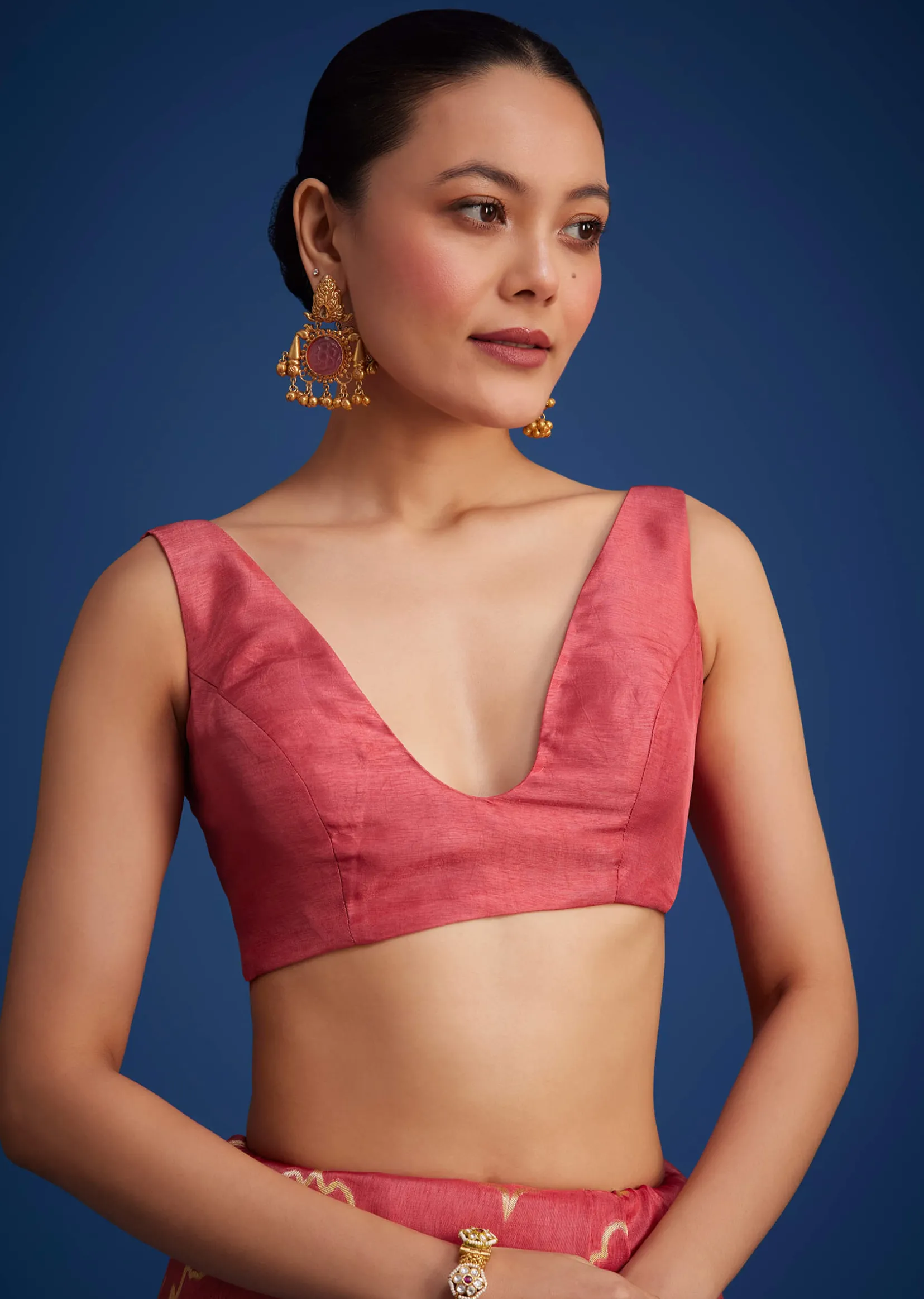 Punch Pink Silk Saree With Zari Accents On Pallu And Border