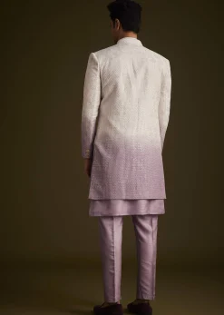 Purple and Lilac Ombre Sherwani With Embroidery