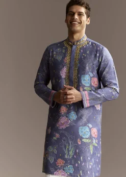 Purple Art Silk Kurta Set
