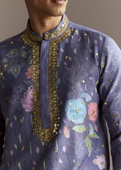 Purple Art Silk Kurta Set