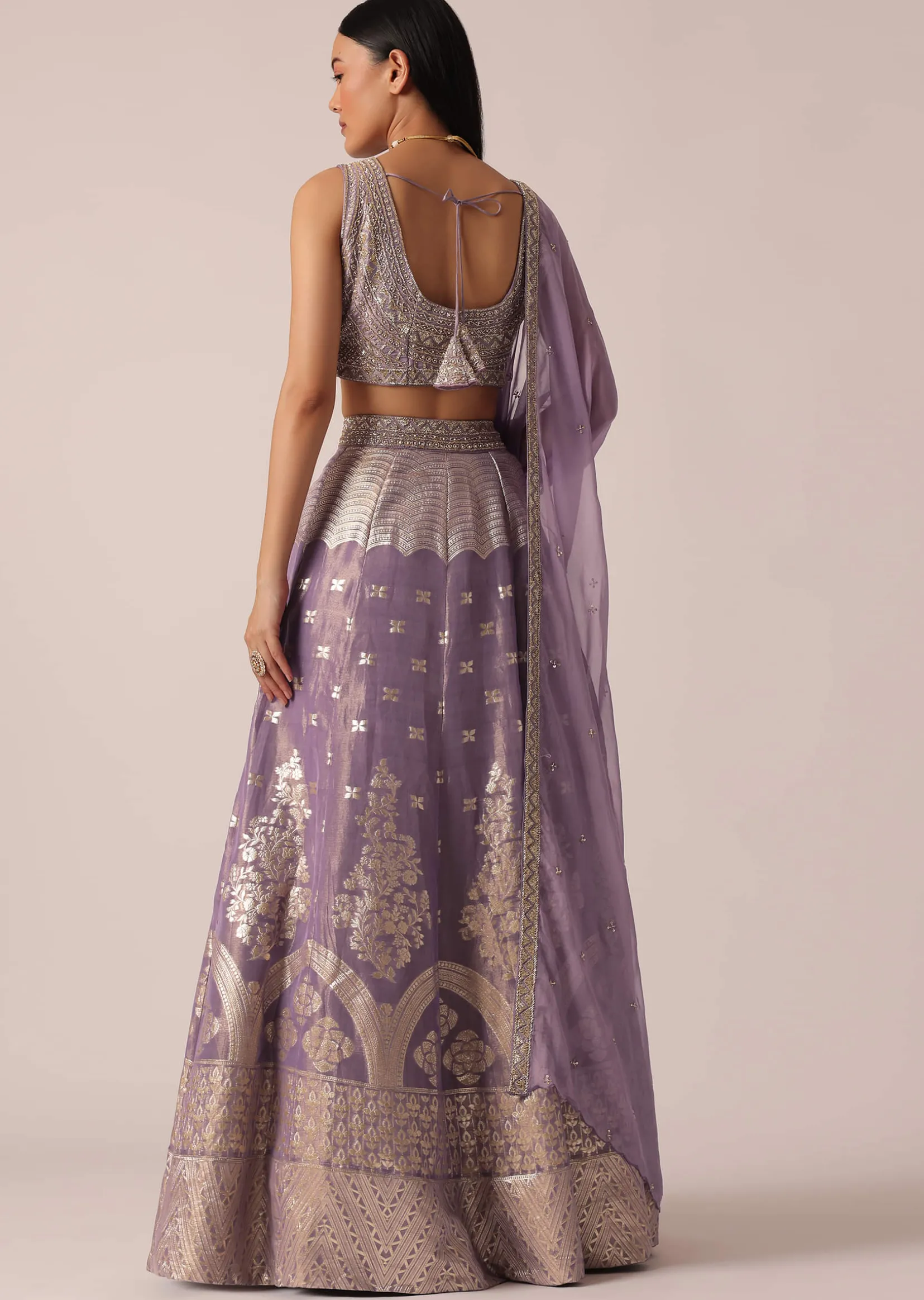 Purple Banarasi Brocade Lehenga Set