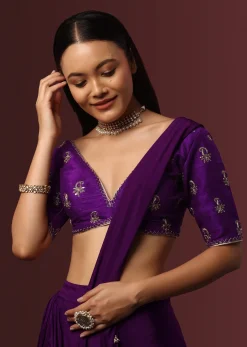 Purple Blouse With Deep V Neckline