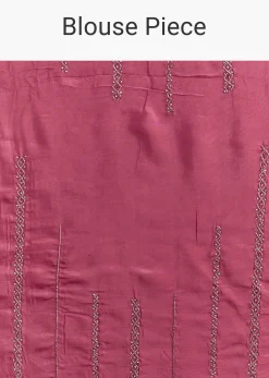 Purple Cotton Linen Saree With Faded Florals