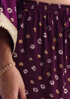 Purple Crepe Bandhani Print Sharara Set