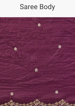 Purple Crushed Tissue Saree With Sequin And Cutdana Embroidered Border