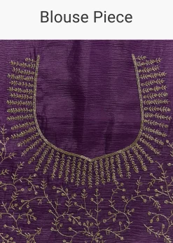 Purple Crushed Tissue Saree With Cutdana And Beads Embroidery