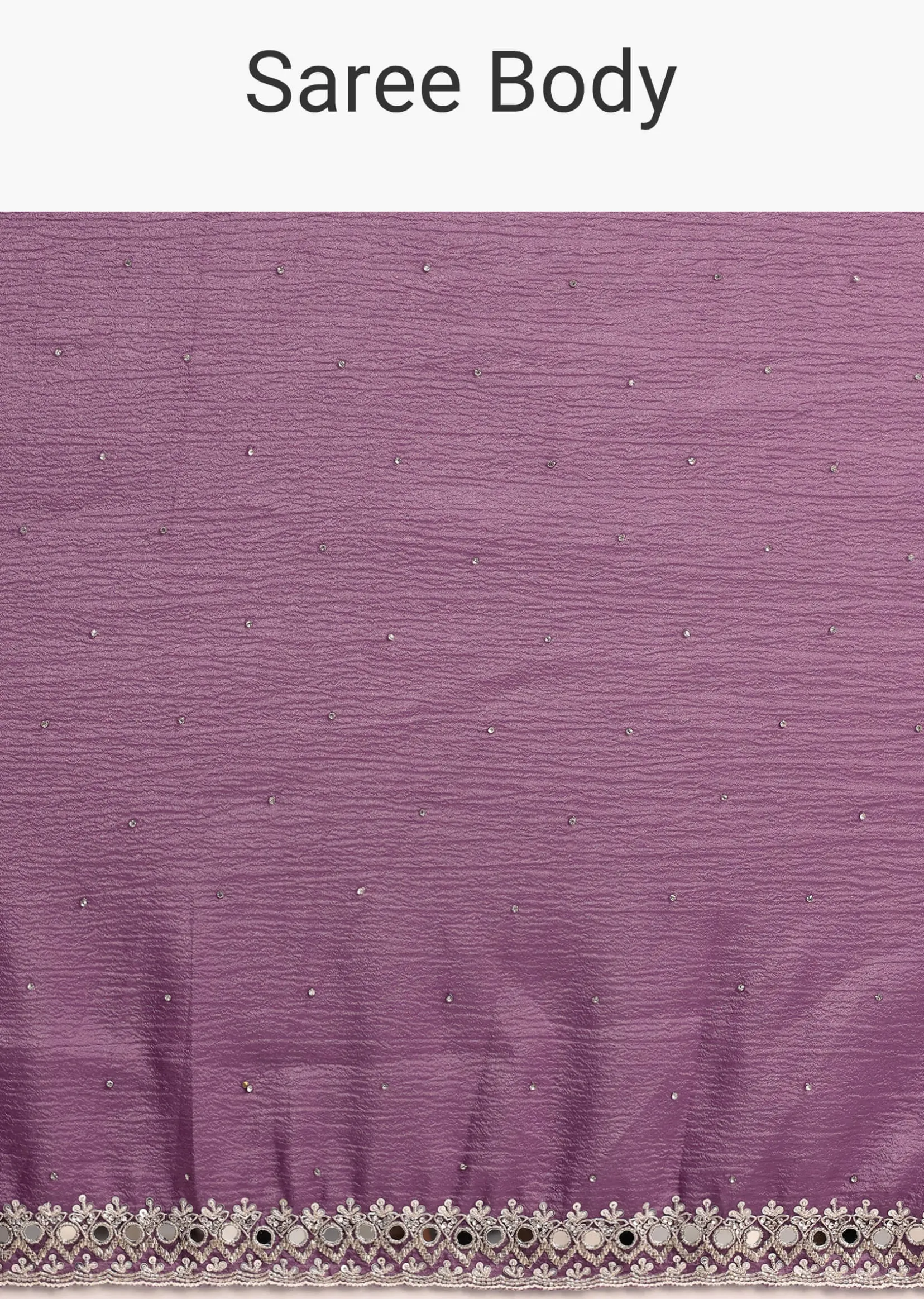 Purple Crushed Tissue Saree With Mirror And Cutdana Embellished Border