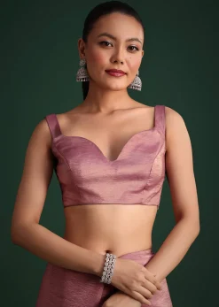 Purple Crushed Tissue Saree With Sequin Embellishments