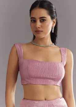 Purple Crushed Tissue Saree With Stone Embellishment And Embroidered Border