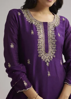 Purple Cutdana Sharara Set With Dupatta