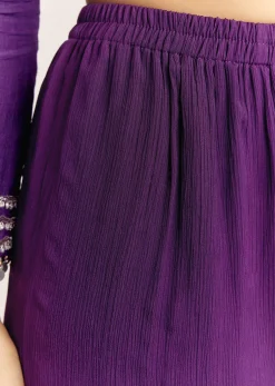 Purple Dola Silk Kurta Set With Zardosi And Choker Dupatta