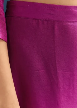 Purple Dola Silk Kurta Set With Floral Print And Embroidered Accents