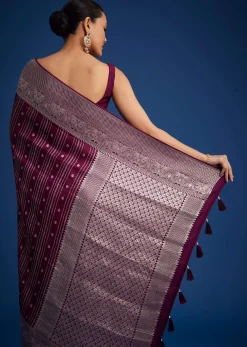 Purple Dola Silk Saree With Zari Woven Floral And Geometric Patterns