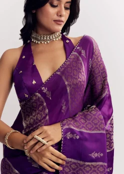 Purple Dola Silk Saree With Gota Patti Woven Motif