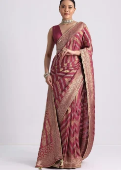 Purple Dola Silk Saree with Zari Weave and Lace Border