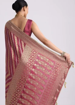 Purple Dola Silk Saree with Zari Weave and Lace Border