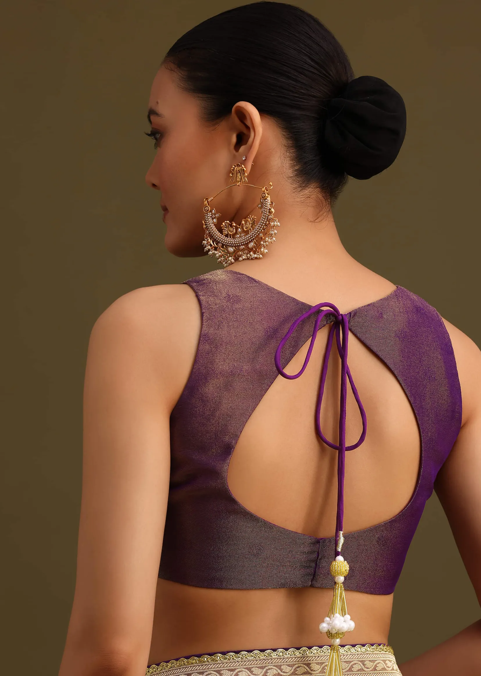 Purple Dual Shaded Khaddi Georgette Saree With Zari Brocade Pallu Border