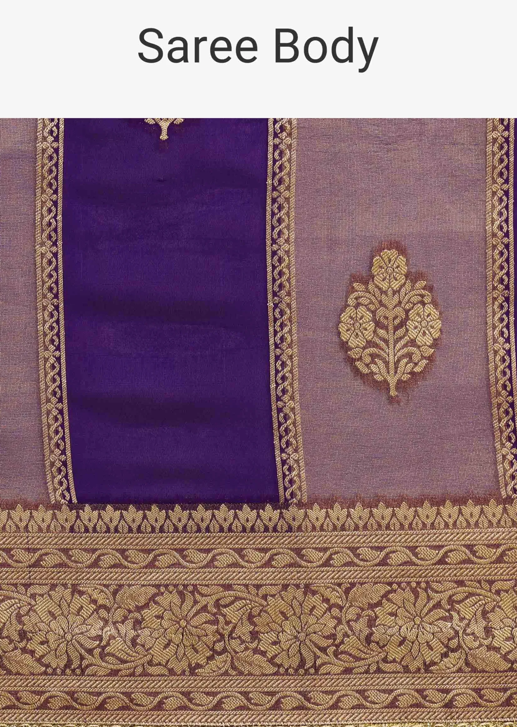 Purple Dual Shaded Khaddi Georgette Saree With Zari Brocade Pallu Border