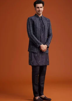 Purple Embroidered Jodhpuri Set