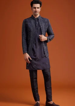 Purple Embroidered Jodhpuri Set