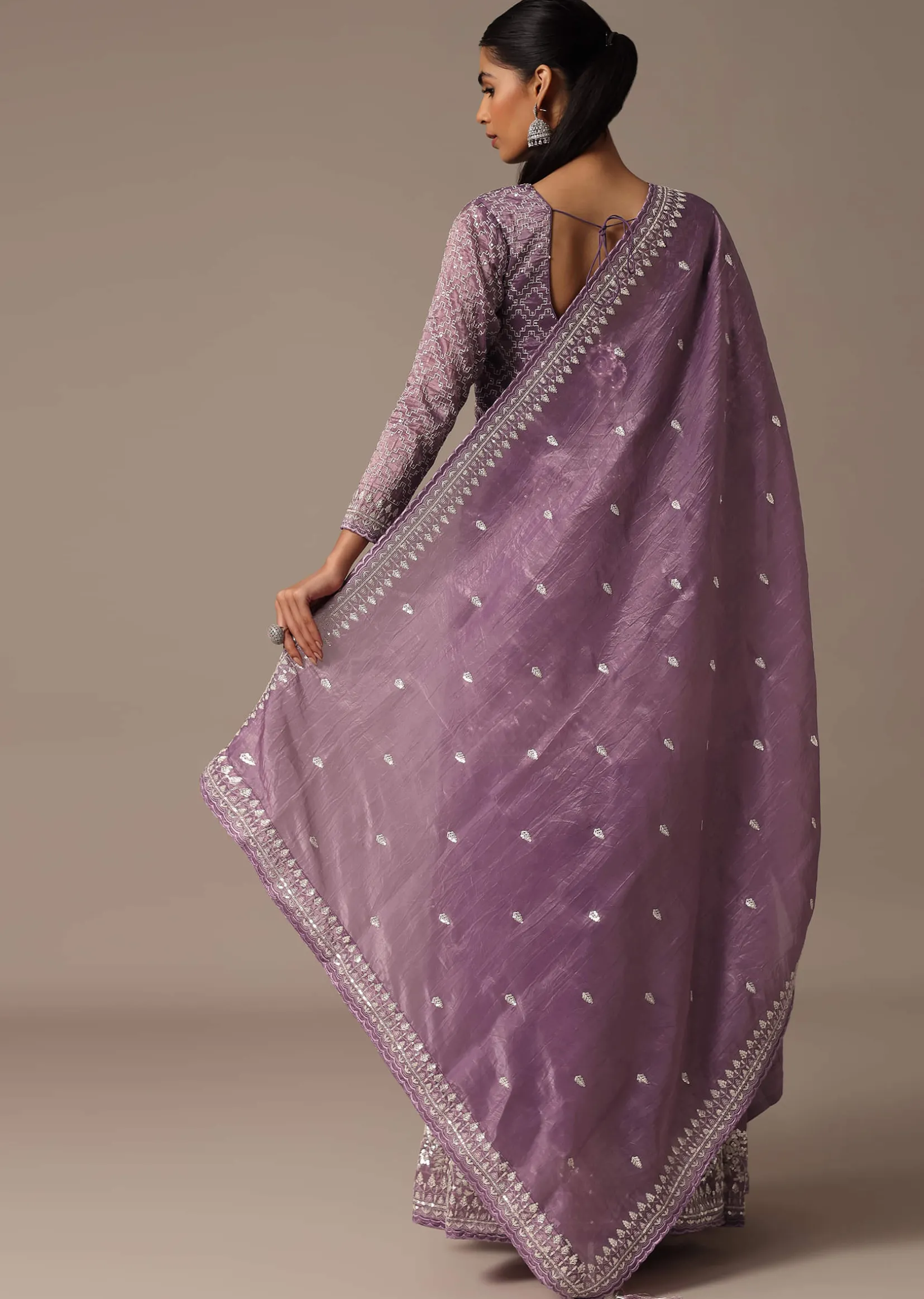 Purple Embroidered Kurta Palazzo Set With Dupatta