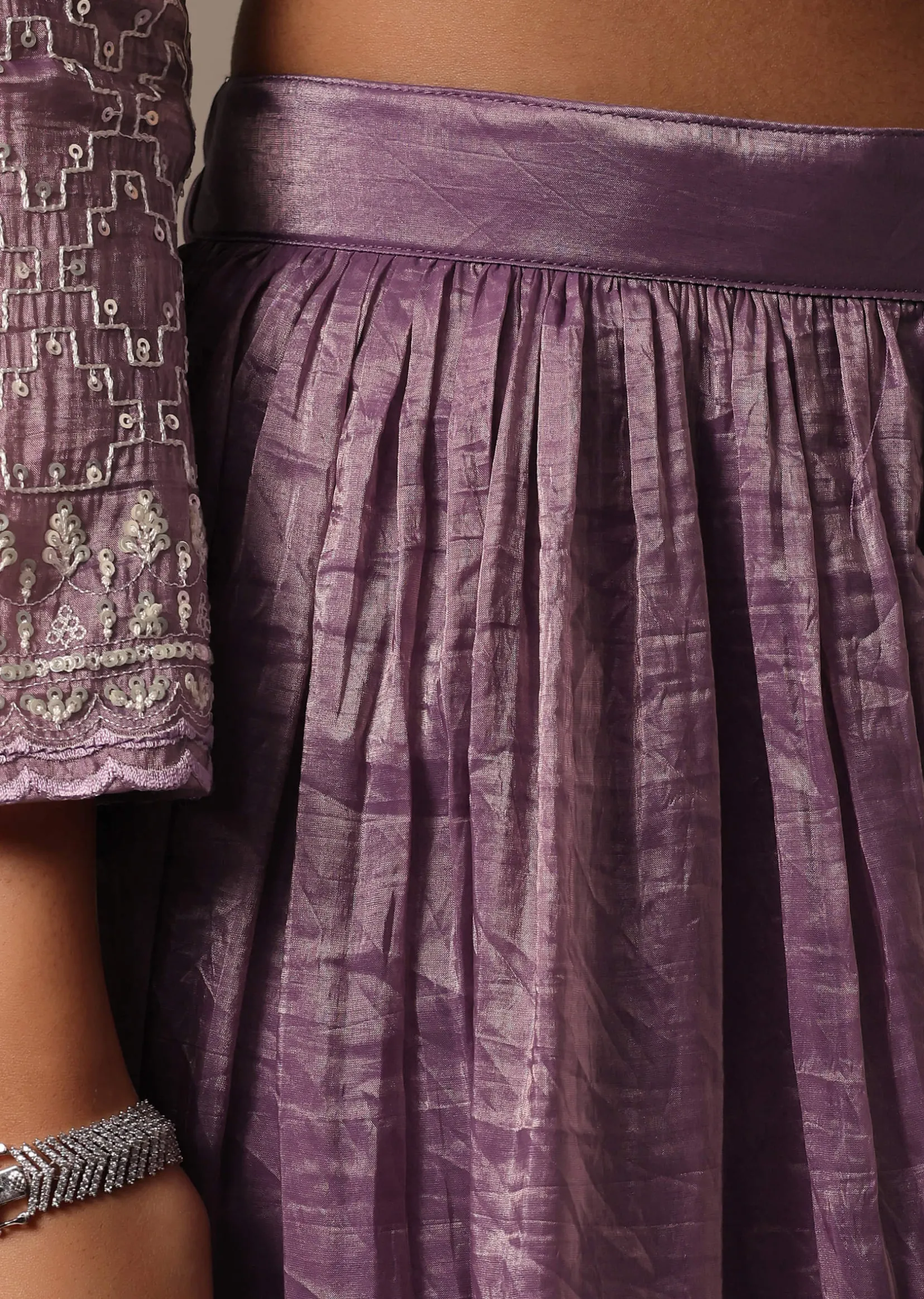Purple Embroidered Kurta Palazzo Set With Dupatta
