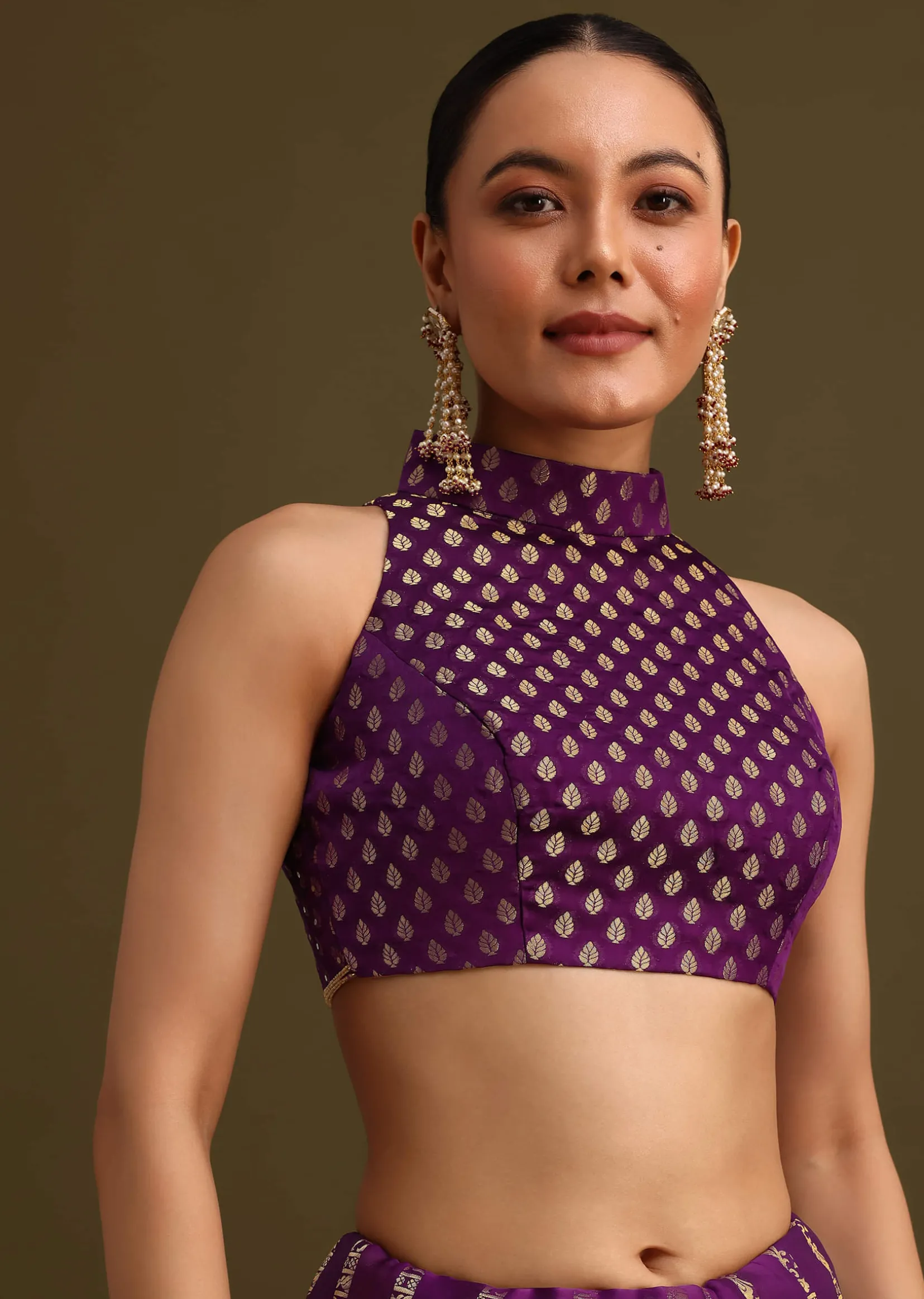 Purple Embroidered Saree With Zardosi And Cutdana Work