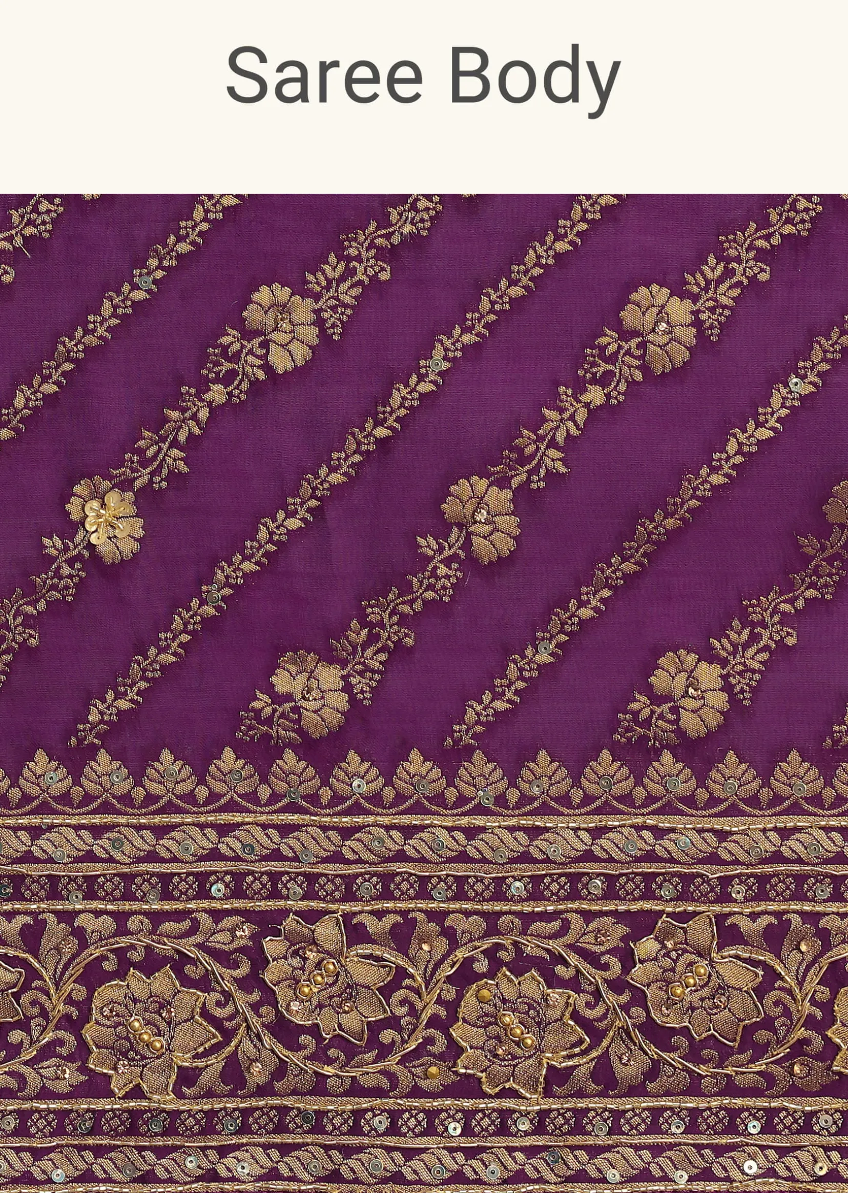 Purple Embroidered Saree With Zardosi And Cutdana Work