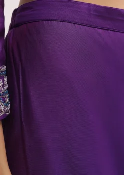 Purple Embroidered Silk Kurta Palazzo Set