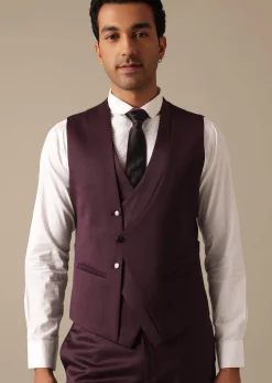 Purple Embroidered Tuxedo Set With Blazer And Pant Set In Terry Rayon