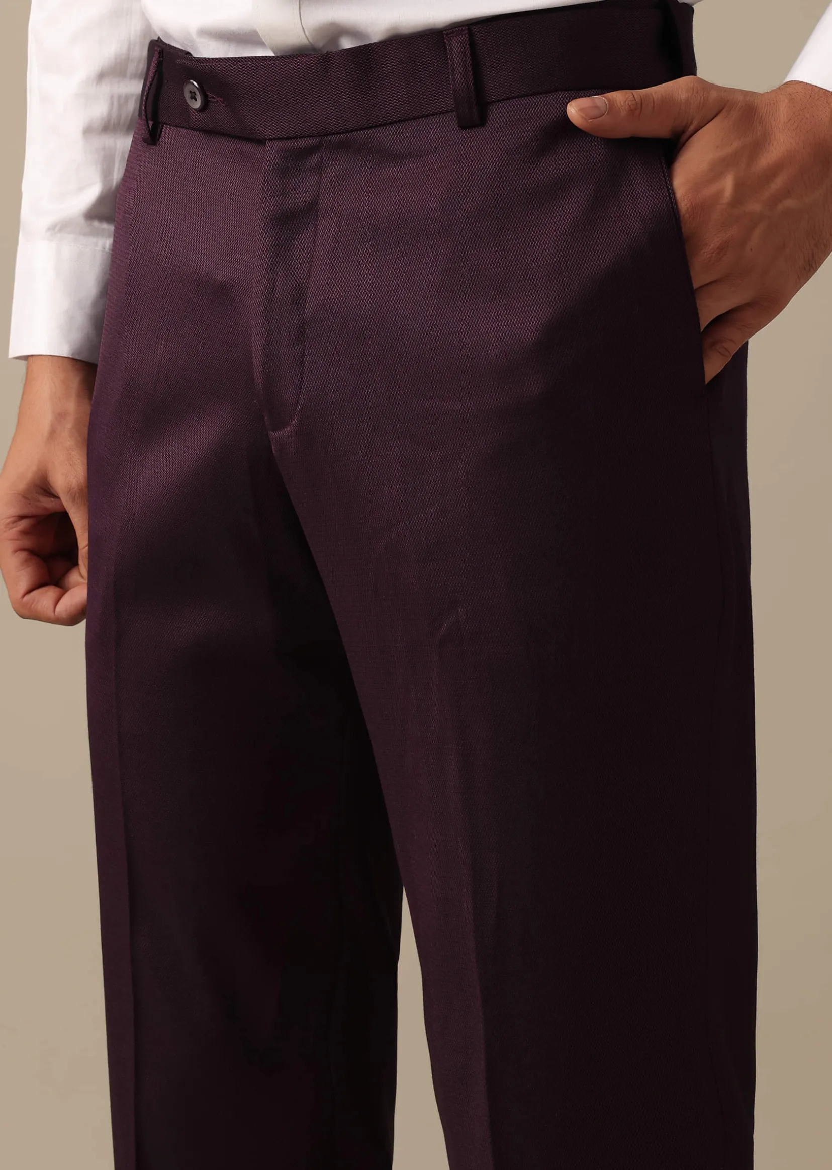 Purple Embroidered Tuxedo Set With Blazer And Pant Set In Terry Rayon