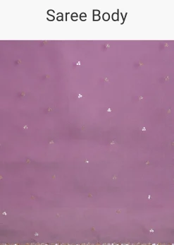 Purple Glass Tissue Saree With Cutdana And Sequins Scallop Border