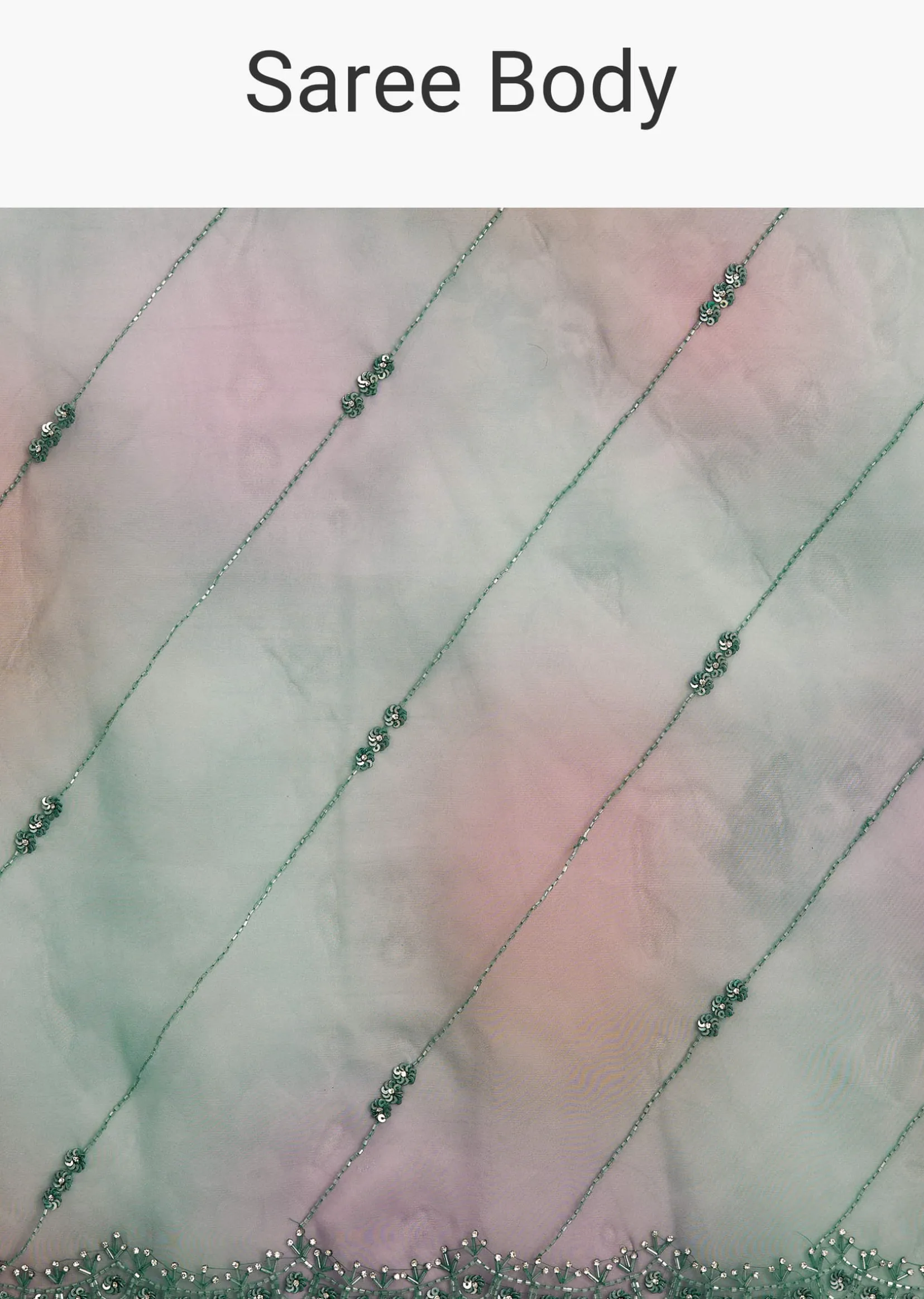 Purple Green Shaded Organza Saree With Cutdana Sequin Embroidery