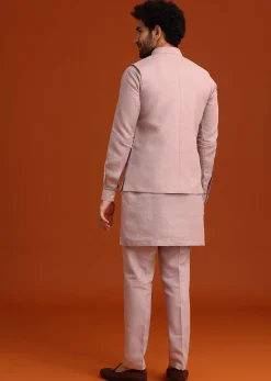 Purple Hand Embroidered Jacket And Kurta Set