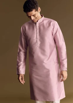 Purple Jacquard Jacket Kurta Set With Subtle Animal Motif