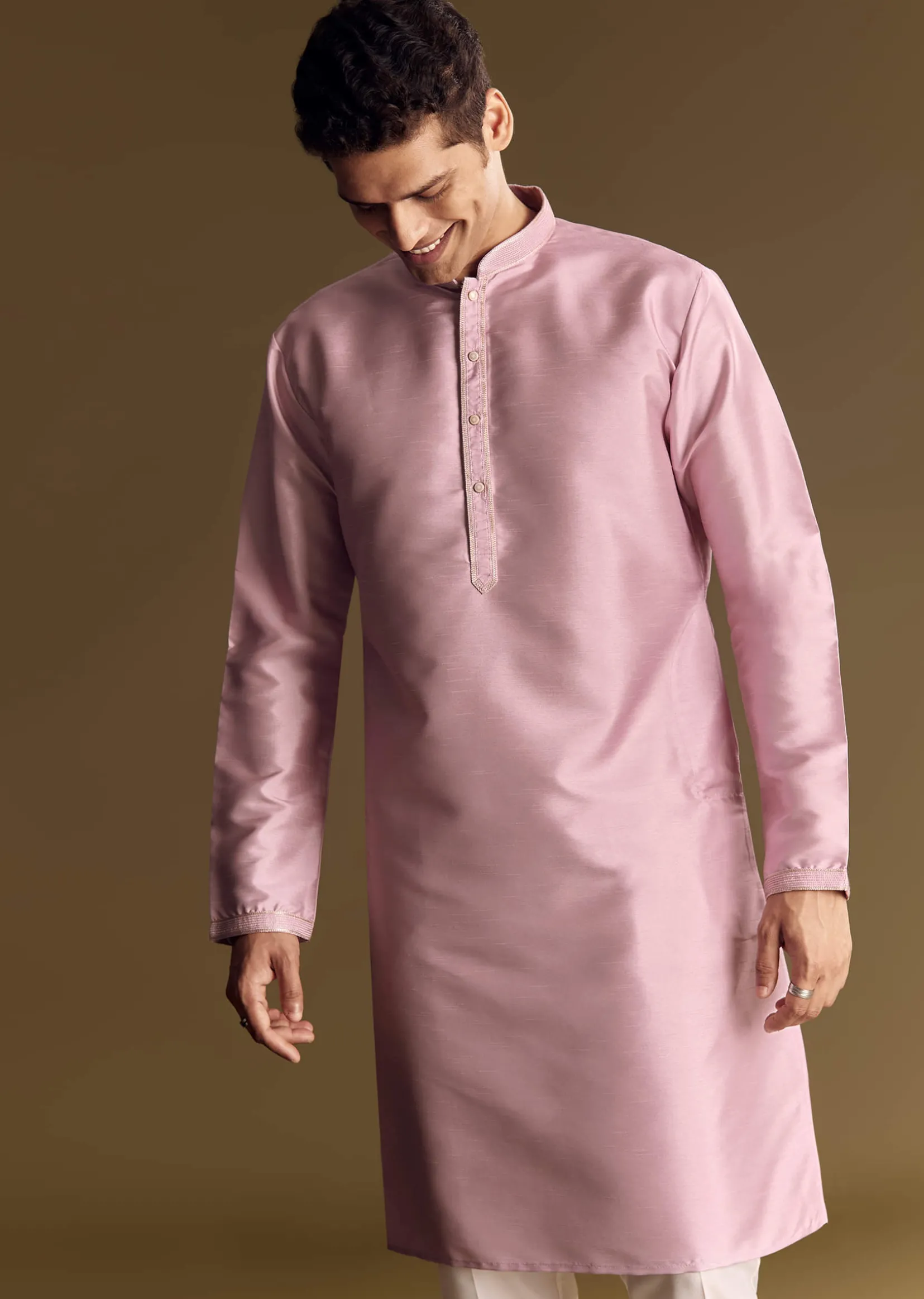 Purple Jacquard Jacket Kurta Set With Subtle Animal Motif