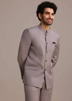 Purple Jodhpuri Set With Pocket Square