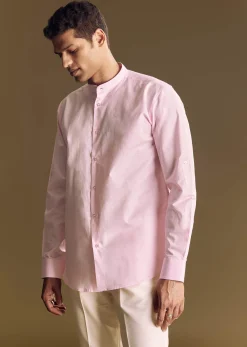 Purple Linen Jacket and Shirt Featuring Floral Kantha Detailing