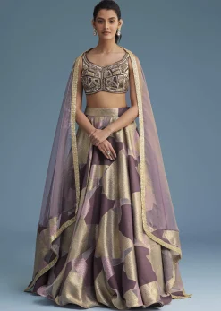Purple Lurex Glitter Lehenga Set