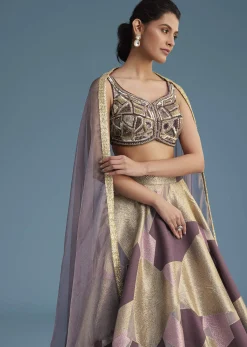Purple Lurex Glitter Lehenga Set