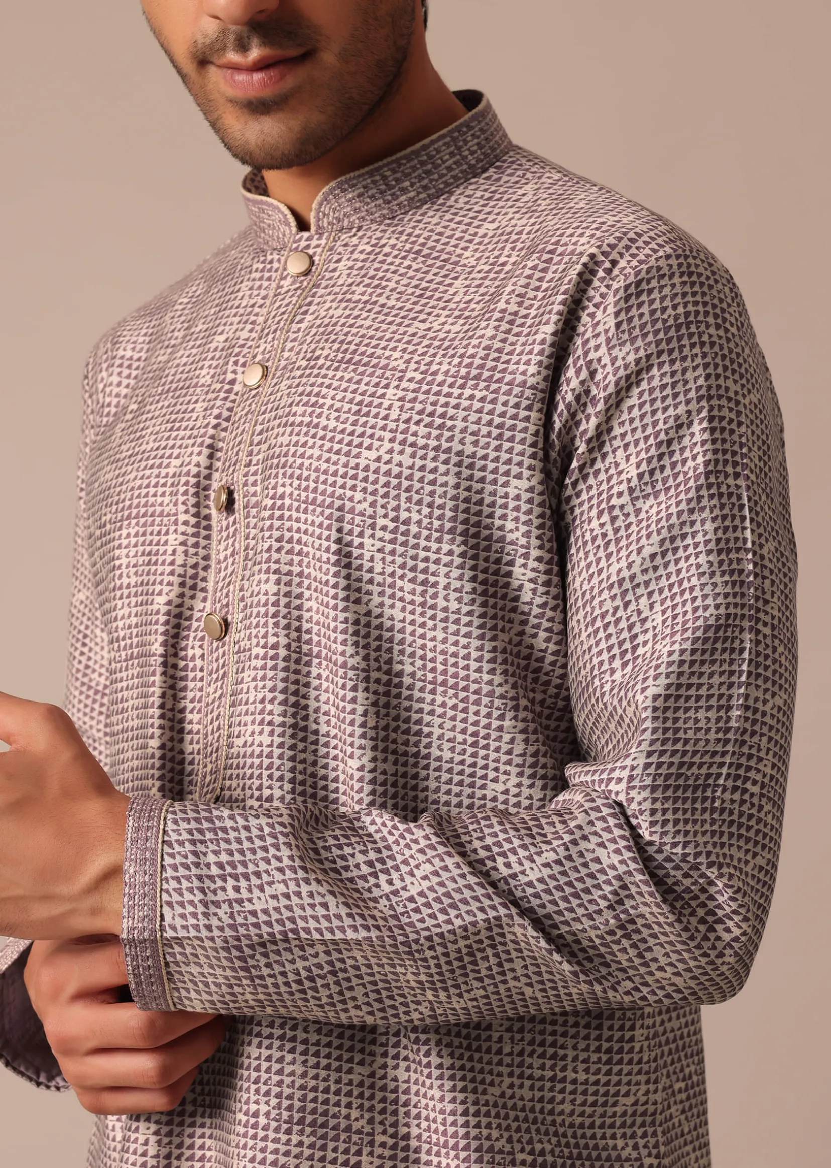 Purple Muslin Silk Kurta And Pant Set
