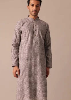 Purple Muslin Silk Kurta And Pant Set