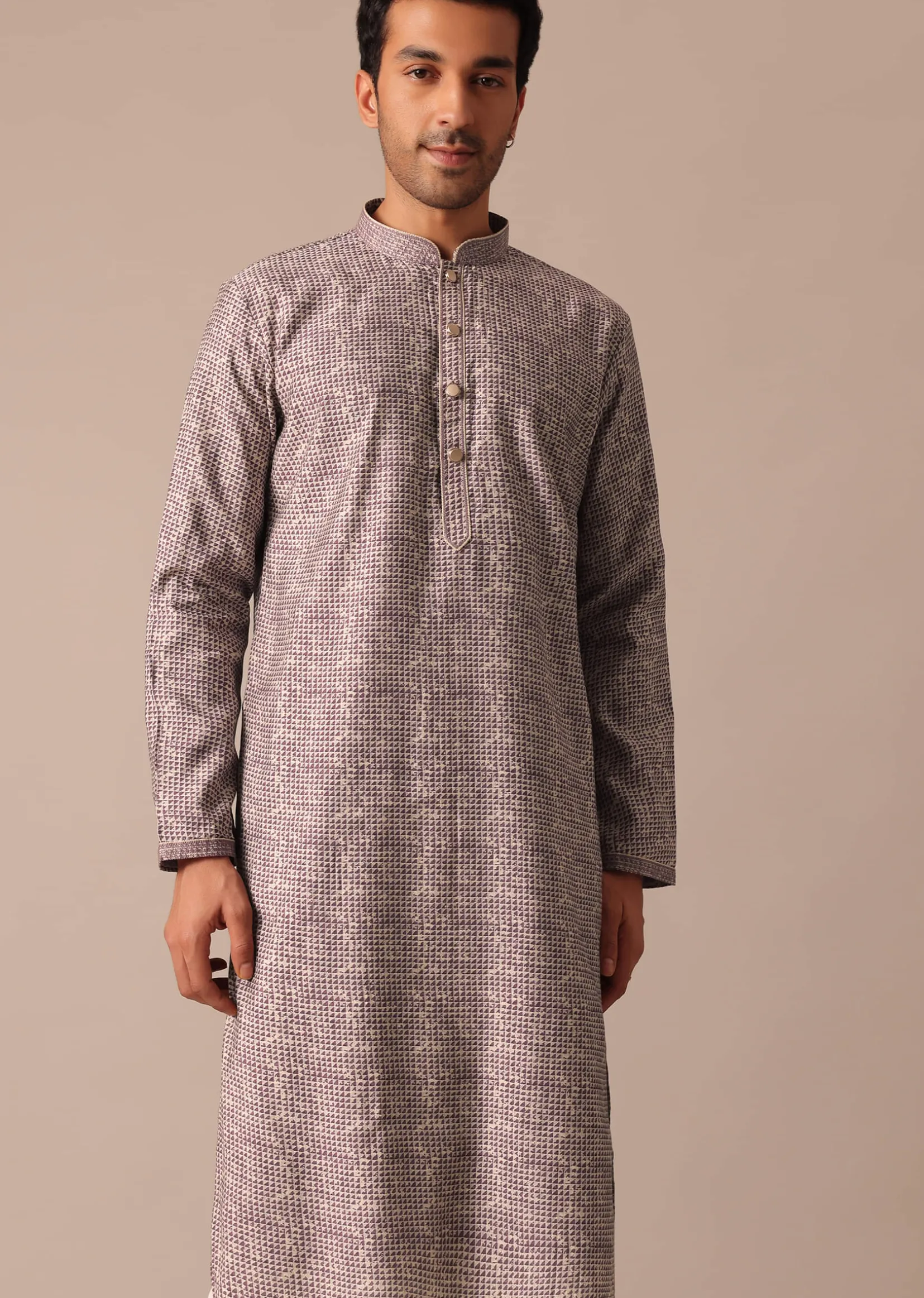Purple Muslin Silk Kurta And Pant Set