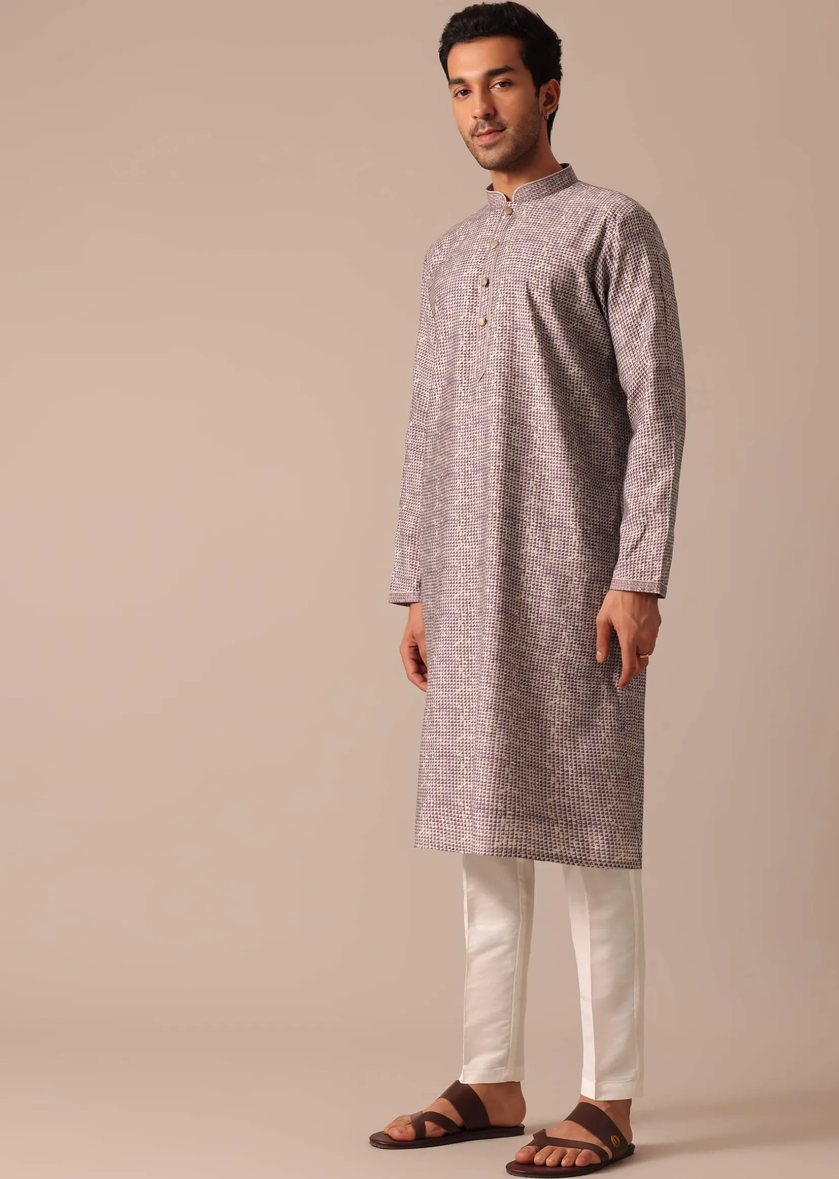 Purple Muslin Silk Kurta And Pant Set