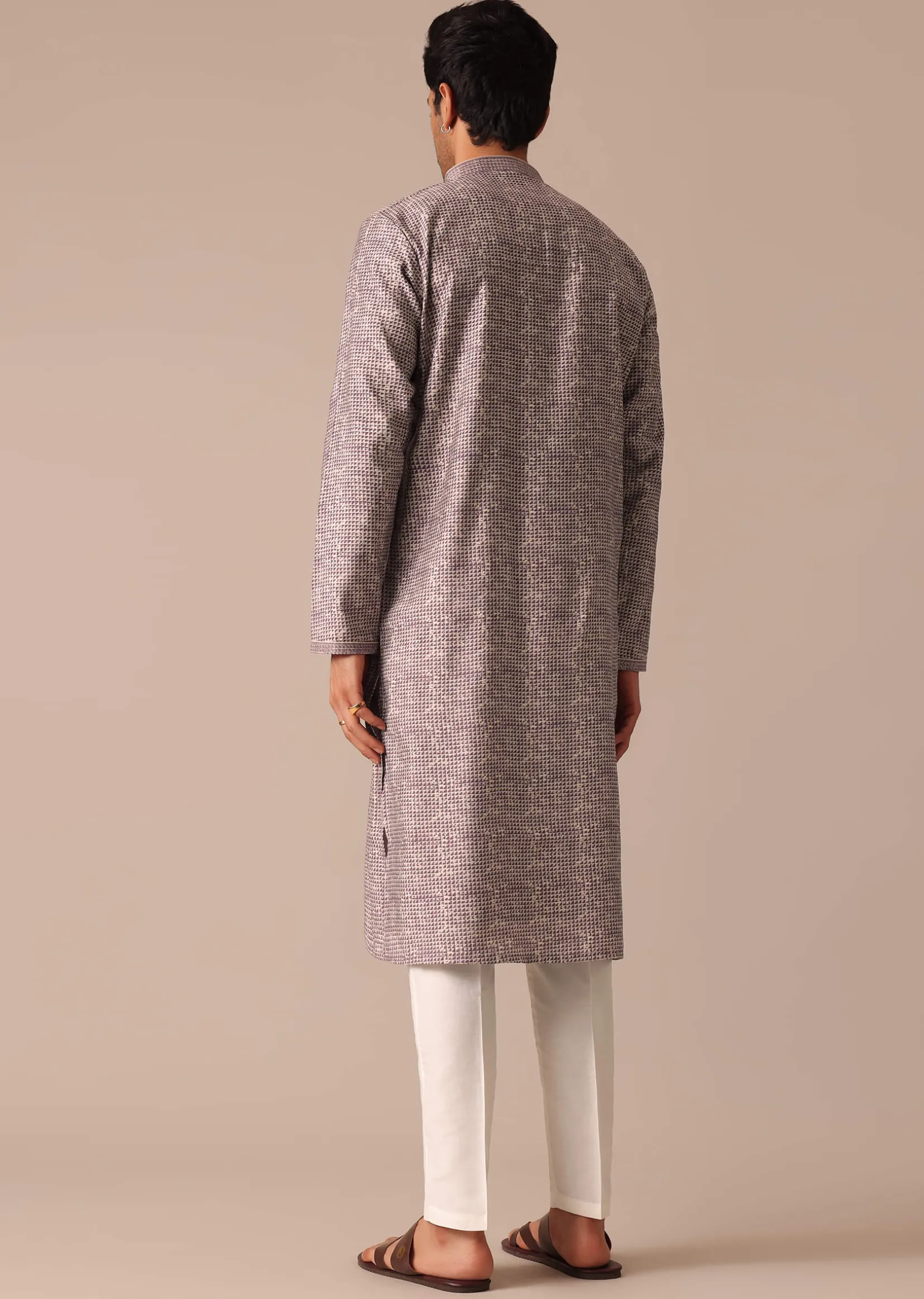 Purple Muslin Silk Kurta And Pant Set