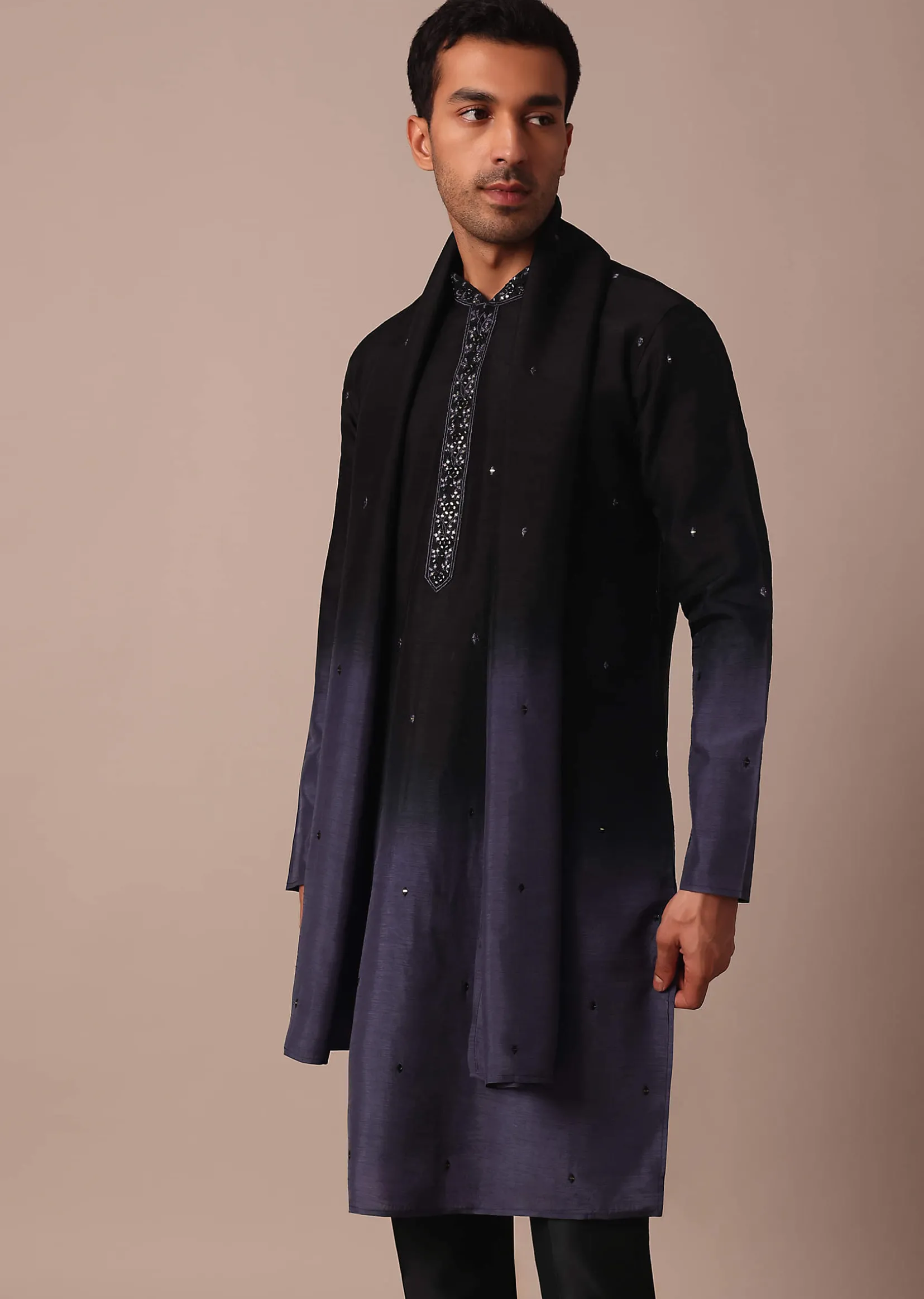 Purple Ombré Kurta Set With Dupatta