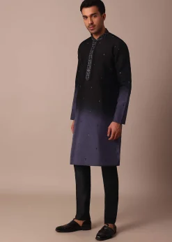 Purple Ombré Kurta Set With Dupatta