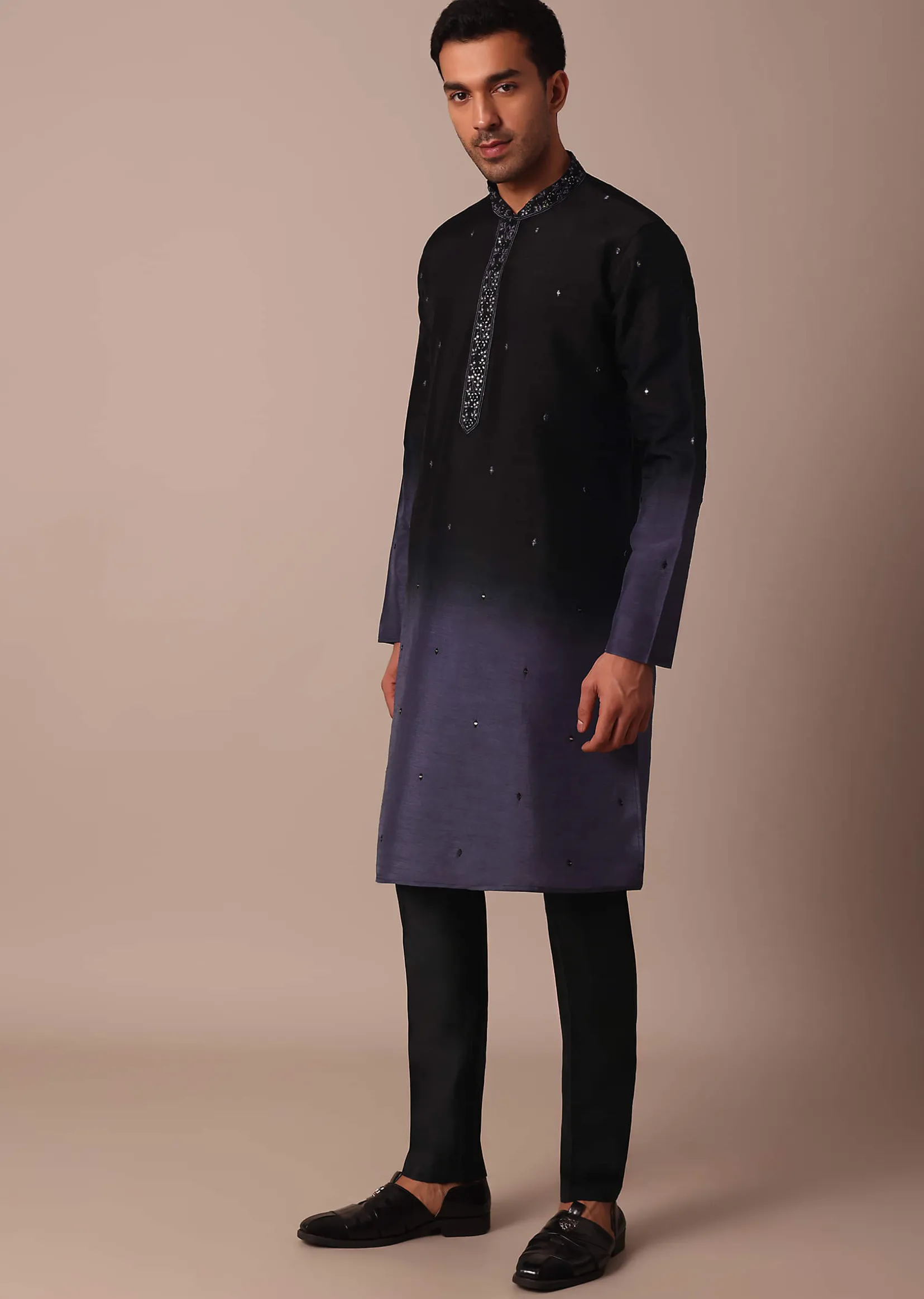 Purple Ombré Kurta Set With Dupatta