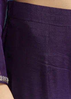 Purple Organza Kurta Set With Embroidery And Dupatta